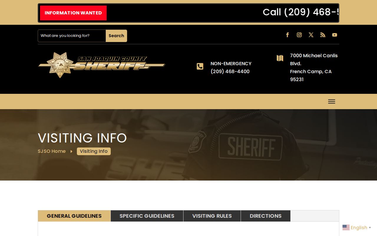 San Joaquin County Jail visiting information for release records