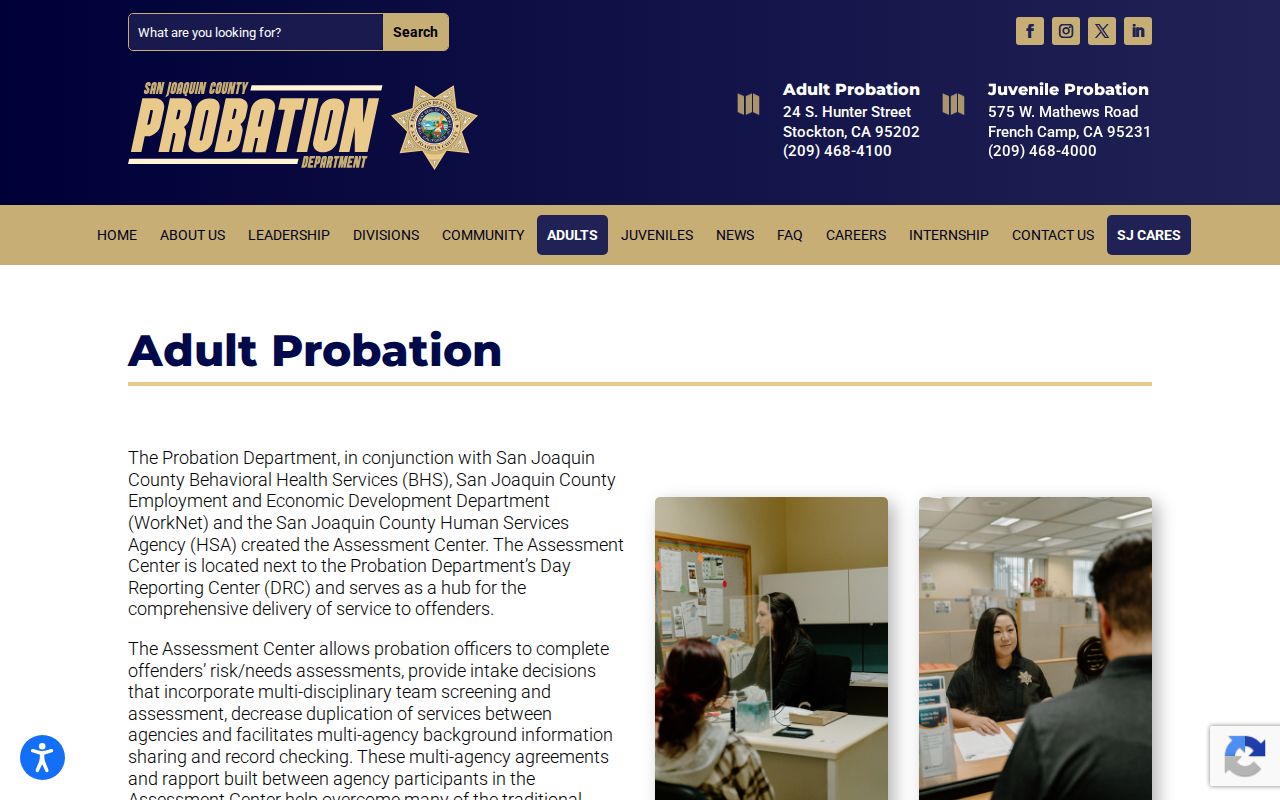 San Joaquin County post-release supervision Adult Probation page